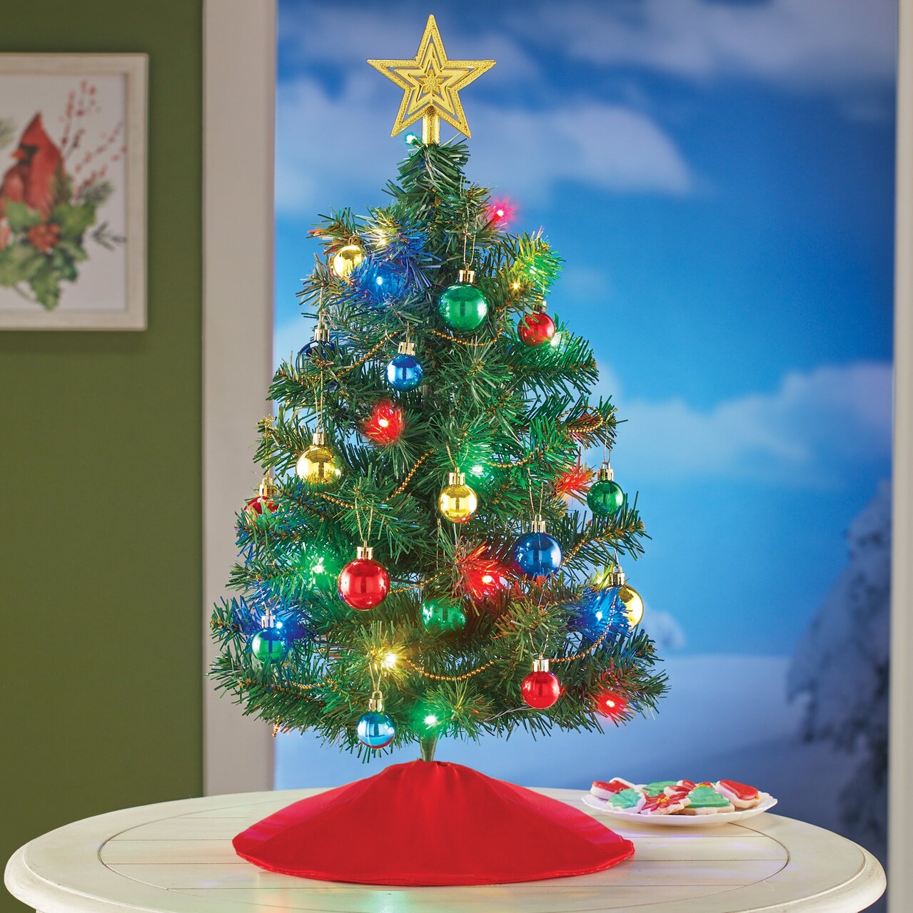 Collections Etc 24-inch LED Lighted 20-Piece Tabletop Tree Set
